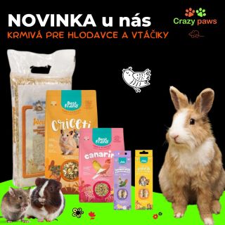 🐾 𝐍𝐨𝐯𝐢𝐧𝐤𝐚 𝐯 𝐂𝐫𝐚𝐳𝐲 𝐏𝐚𝐰𝐬! 🐾 Rozšírili sme našu ponuku o produkty pre: ✅hlodavce ✅vtáčiky Chutné a výživné 𝐤𝐫𝐦𝐢𝐯𝐚́ a 𝐩𝐚𝐦𝐥𝐬𝐤𝐲...